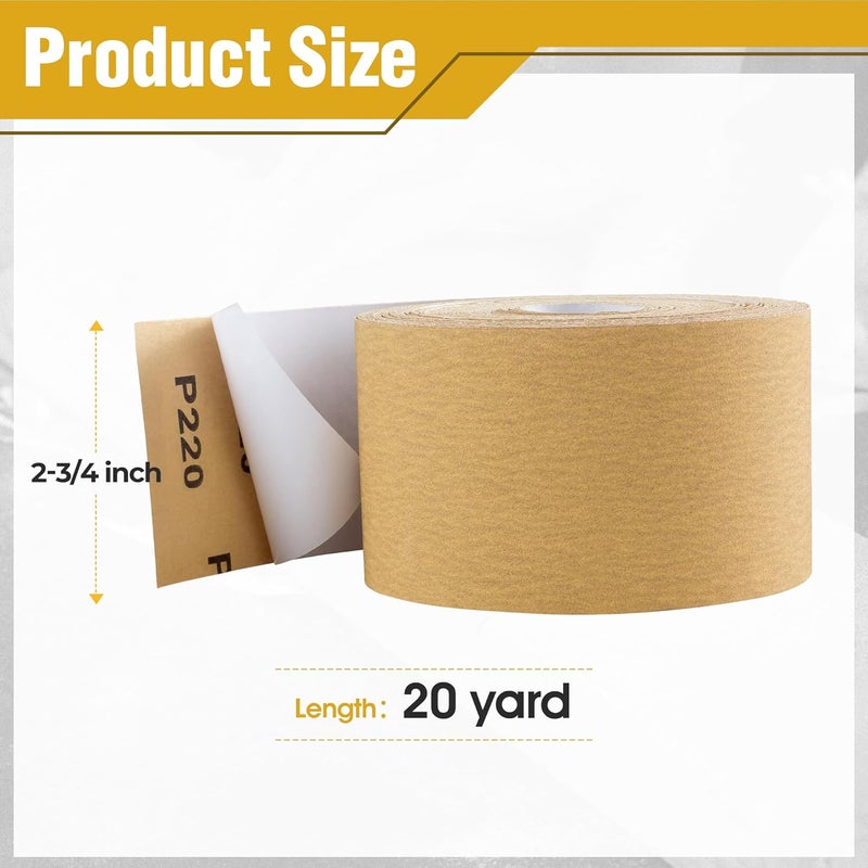 Shawya Longboard Sandpaper 220-Grit 2-3/4in x 20 Yards Self Adhesive Stickyback Sand Paper PSA Sandpaper Roll Aluminum Oxide Longboard Sand Paper PSA Sand Paper Rolls Sanding Sheet - Image 2